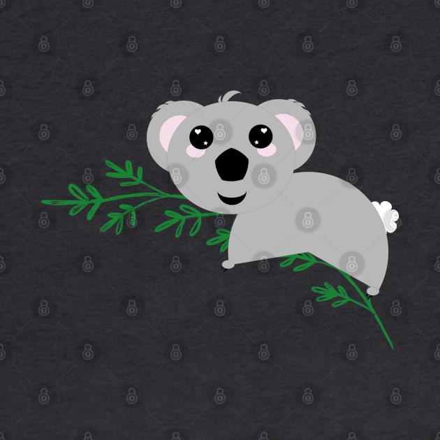 Grey Koala Green Leaves by FamilyCurios